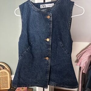 Zara Blue Denim Sleeveless Top